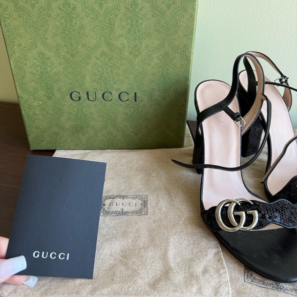Gucci Black sandal- size 37(1/2) Sequin Marmont High Heeled
Look brand new - Picture 10 of 17